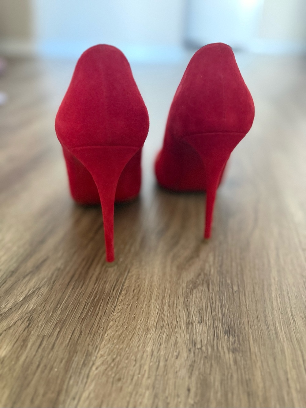 Christian Louboutin Red Suede Pointed Toe Stilettos